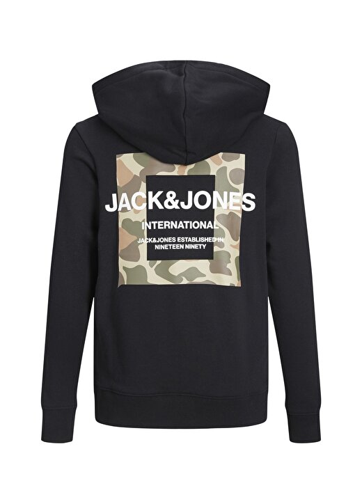 Jack & Jones Siyah Erkek Çocuk Kapüşonlu Uzun Kollu Baskılı Sweatshirt JORCAMO SWEAT ZIP HOOD JNR 4