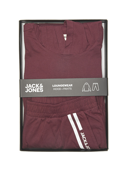 Jack & Jones Bordo Erkek Çocuk Kapüşonlu Uzun Kollu Baskılı Sweatshirt JACWILLIAM HOOD AND PANTS GIFTB JNR   4