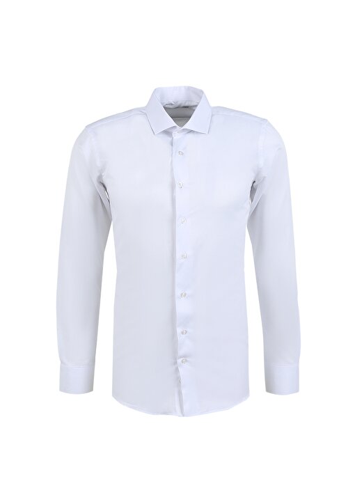 Süvari Slim Fit Klasik Yaka Armürlü Beyaz Erkek Gömlek GM2024700339 1