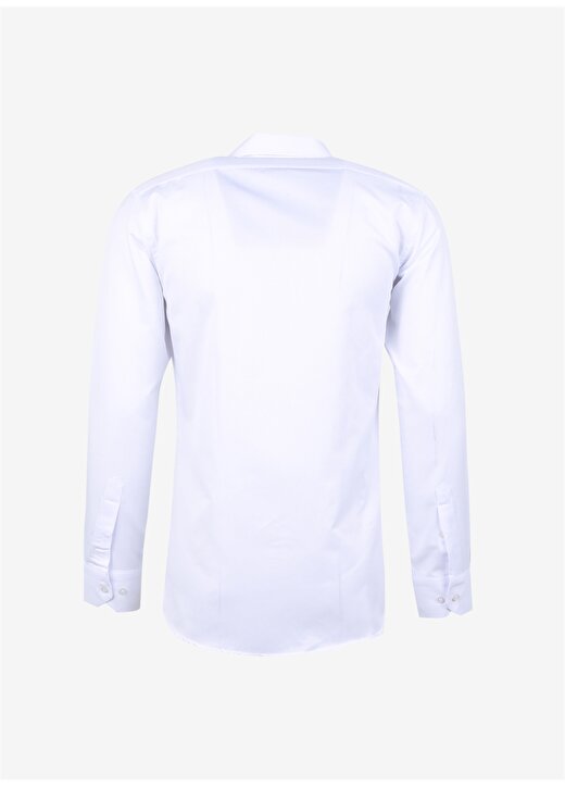 Süvari Slim Fit Klasik Yaka Armürlü Beyaz Erkek Gömlek GM2024700333 2