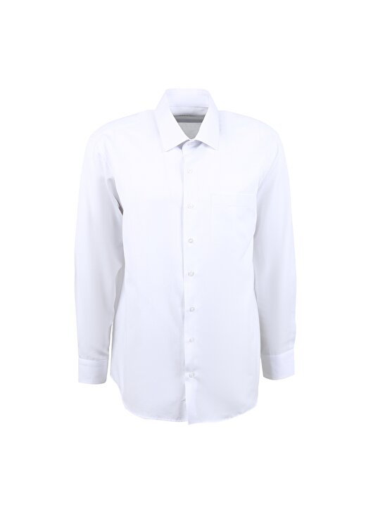Süvari Regular Fit Klasik Yaka Armürlü Beyaz Erkek Gömlek GM2025000211 1