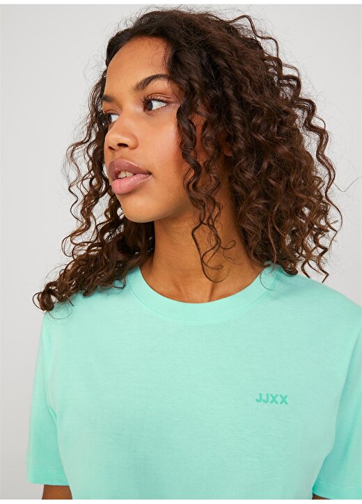 JJXX Bisiklet Yaka Mavi Kadın T-Shirt 12206974 4