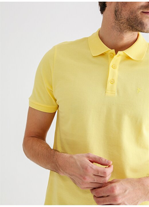 Fabrika Comfort Polo Yaka Düz Sarı Erkek T-Shirt CM NOBRO K CEPSIZ 3