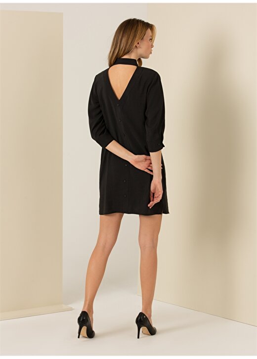 Pierre Cardin Gömlek Yaka Siyah Diz Üstü Kadın Elbise ASYA 4