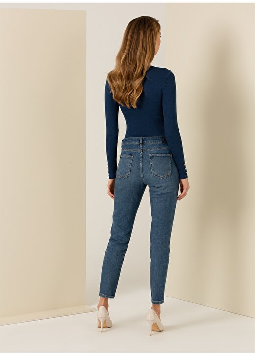 Pierre Cardin Yüksek Bel Normal Paça Slim Fit Mavi Kadın Denim Pantolon BILMON 3