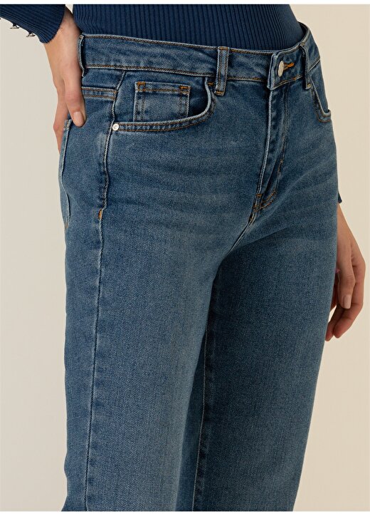 Pierre Cardin Yüksek Bel Normal Paça Slim Fit Mavi Kadın Denim Pantolon BILMON 4