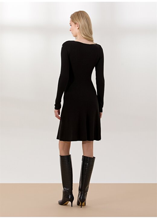 Pierre Cardin Kalp Yaka Siyah Diz Altı Kadın Elbise KALBE 4