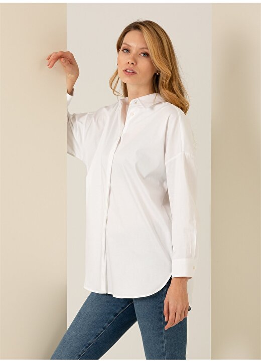 Pierre Cardin Gömlek Yaka Beyaz Kadın Gömlek LISA 1