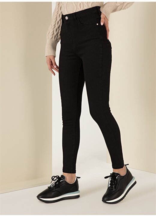 Pierre Cardin Yüksek Bel Dar Paça Skinny Fit Siyah Kadın Denim Pantolon PRES-BLACK 1