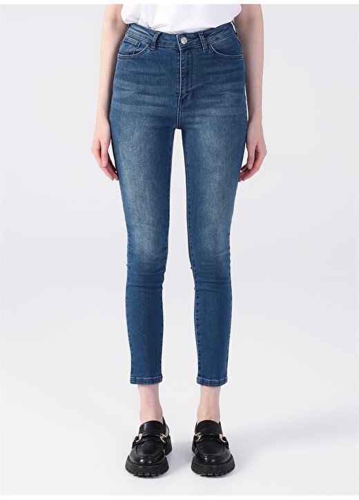 Pierre Cardin Yüksek Bel Dar Paça Skinny Fit Mavi Kadın Denim Pantolon PRES-BLUE 2