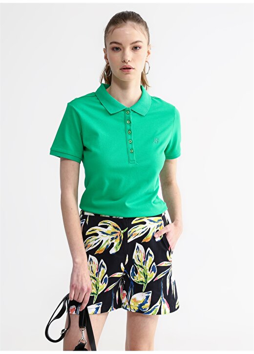 Aeropostale Polo Yaka Düz Yeşil Kadın T-Shirt 4163 1