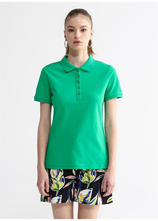 Aeropostale Polo Yaka Düz Yeşil Kadın T-Shirt 4163 3