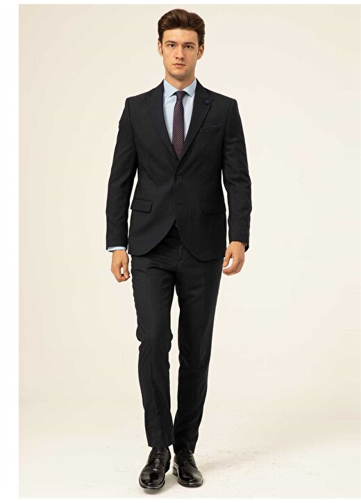 Süvari Normal Bel Slim Fit Lacivert Erkek Takım Elbise TK1000600241 1