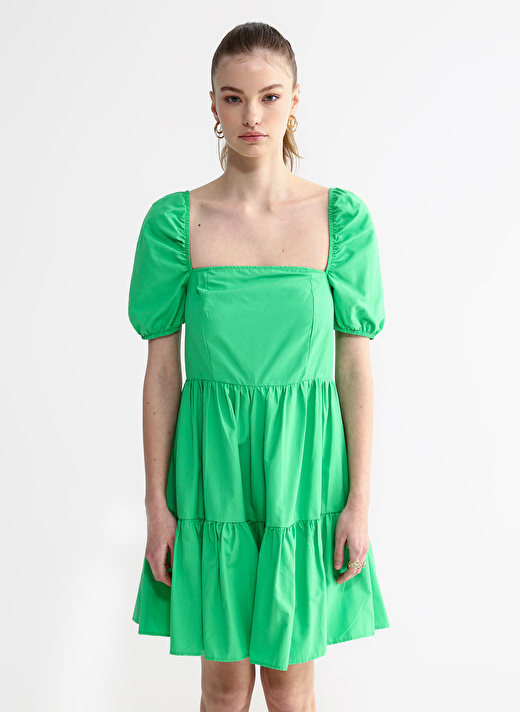Aeropostale Yeşil Kadın Kısa Kollu Mini Düz Kare Yaka Elbise PONTE-Y  3