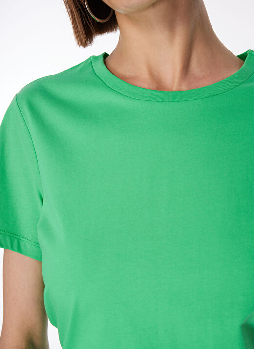 Fabrika Bisiklet Yaka Düz Yeşil Kadın T-Shirt TENGIZ 4