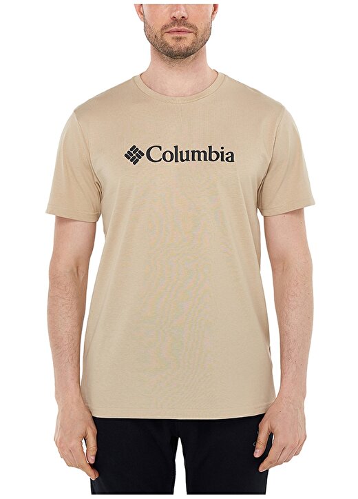 Columbia O Yaka Baskılı Deve Tüyü Erkek T-Shirt CS0287 CSC M BASIC BIG LOGO BRUSHED 1