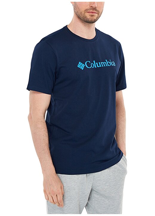 Columbia O Yaka Baskılı Koyu Lacivert Erkek T-Shirt CS0287 CSC M BASIC BIG LOGO BRUSHED 4