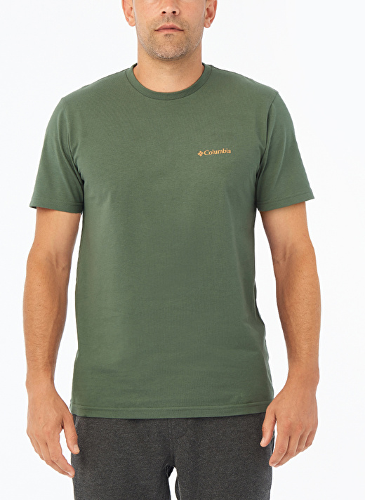 Columbia O Yaka Düz Yeşil Erkek T-Shirt CS0282 CSC M BASIC SM LOGO BRUSHED 1