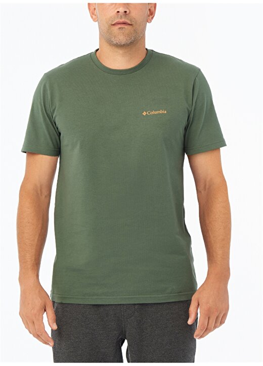 Columbia O Yaka Düz Yeşil Erkek T-Shirt CS0282 CSC M BASIC SM LOGO BRUSHED 1