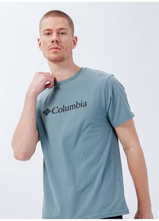 Columbia O Yaka Baskılı Açık Yeşil Erkek T-Shirt CS0287 CSC M BASIC BIG LOGO BRUSHED 3