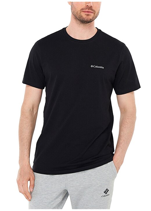 Columbia O Yaka Düz Siyah Erkek T-Shirt CS0282 CSC M BASIC SM LOGO BRUSHED 1