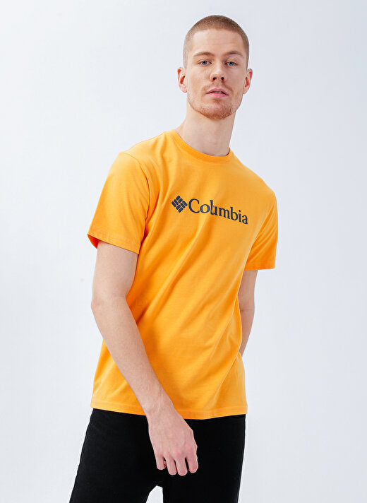Columbia O Yaka Baskılı Sarı Erkek T-Shirt CS0287 CSC M BASIC BIG LOGO BRUSHED 1