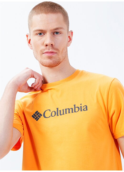 Columbia O Yaka Baskılı Sarı Erkek T-Shirt CS0287 CSC M BASIC BIG LOGO BRUSHED 3