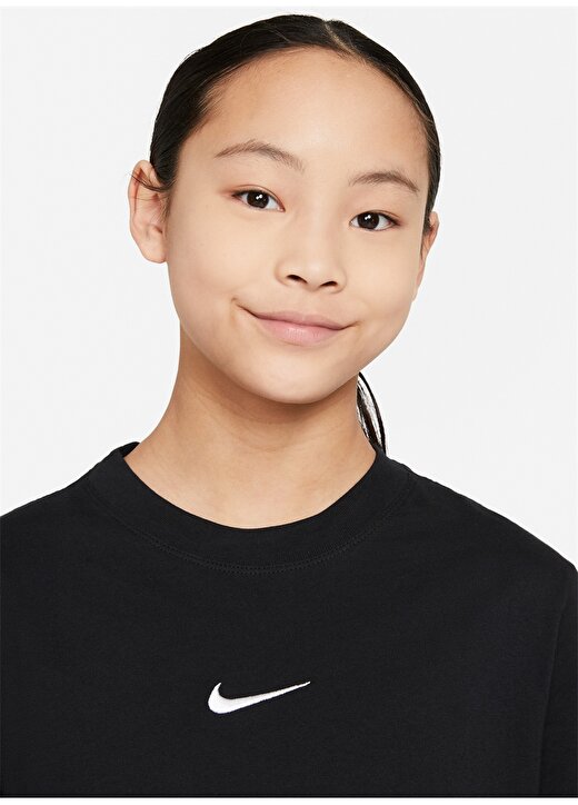 Nike Düz Siyah Kız Çocuk T-Shirt DH5750-010 G NSW TEE ESSNTL SS BOXY 3