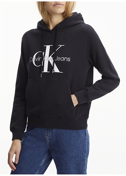 Calvin Klein Jeans Kapüşonlu Rahat Siyah Kadın Sweatshirt J20J219141BEH 2