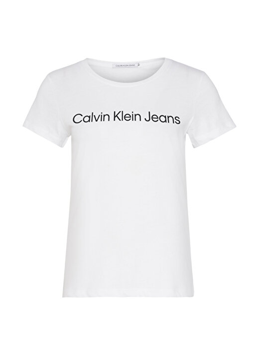 Calvin Klein Jeans Bisiklet Yaka   Normal Kalıp  Beyaz Kadın T-Shirt J20J220253YAF 1