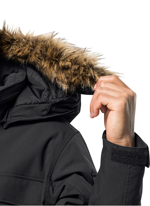 Jack Wolfskin Siyah Erkek Kapüşon Yaka Mont 1107674-6000 GLACIER CANYON PARKA 4