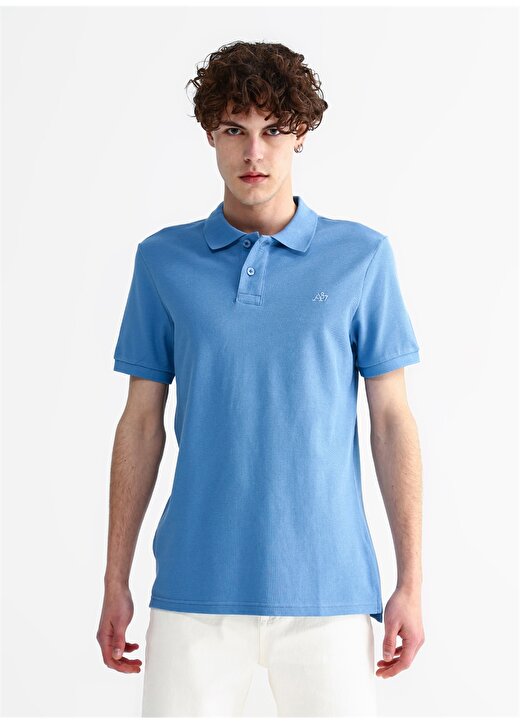 Aeropostale Düz Açık Mavi Erkek Polo T-Shirt 7542 3