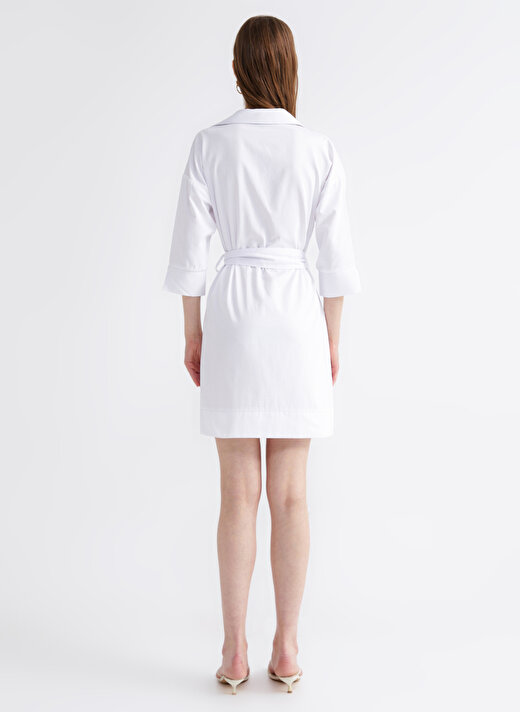 Fabrika Diz Üstü Kadın Basic Beyaz Elbise DIVINE   4