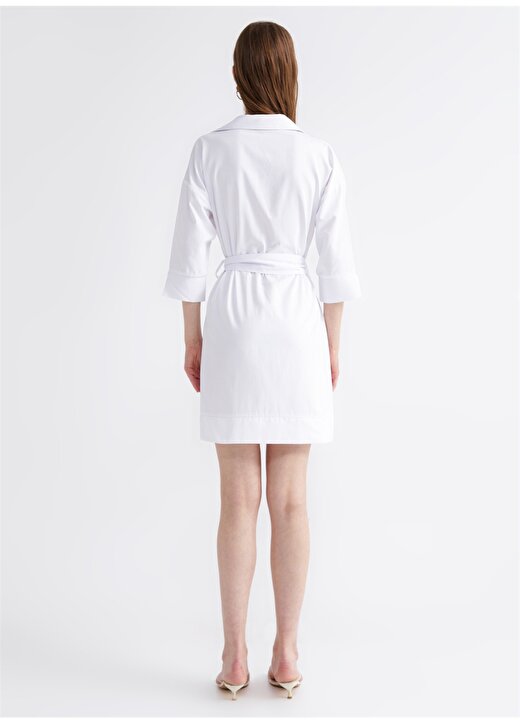 Fabrika Diz Üstü Kadın Basic Beyaz Elbise DIVINE 4