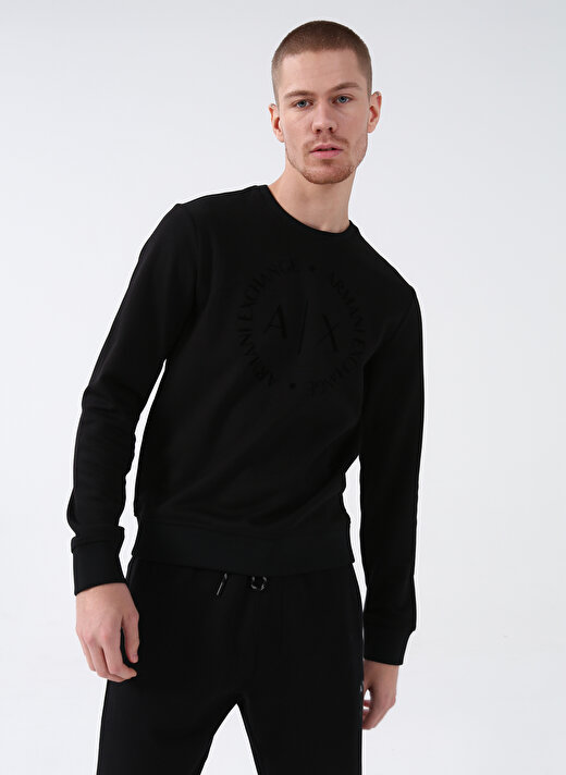 Armani Exchange Bisiklet Yaka Siyah Erkek Sweatshırt 8NZM87 1200-BLACK 1