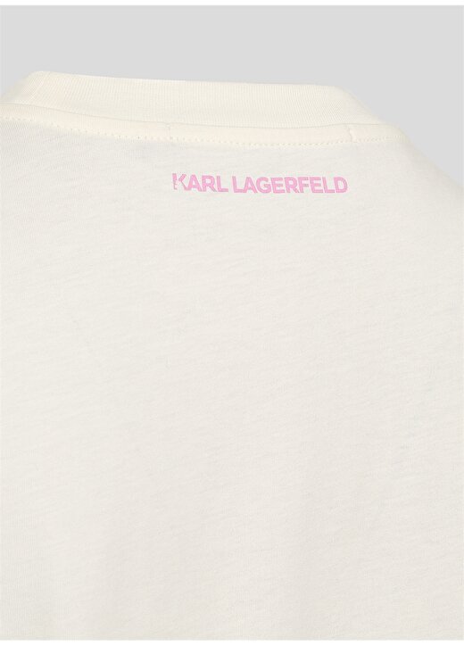 KARL LAGERFELD Bisiklet Yaka Baskılı Ekru Kadın T-Shirt 225W1701 3