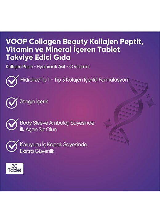 Voop Collagen Bty 30 Tablet Takviye Edici Gıda 3