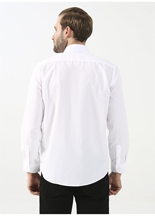 Süvari Klasik Yaka Düz Beyaz Erkek Gömlek GM1001400239 4