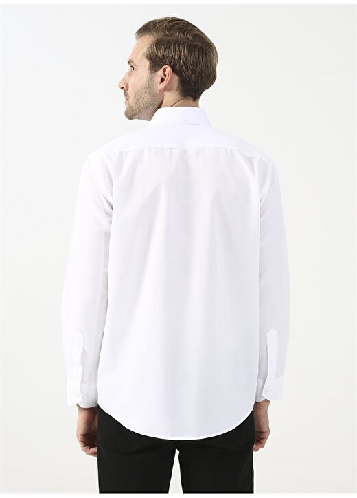 Süvari Klasik Yaka Armürlü Beyaz Erkek Gömlek GM2025000224 4