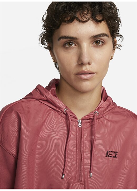 Nike Kapüşon Yaka Kırmızı - Pembe Kadın Sweatshırt DQ7147-691 W NSW IC FLC QZ HD CE 3