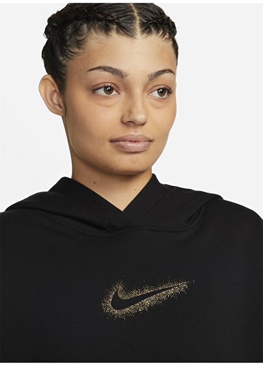 Nike Kapüşon Yaka Siyah - Gri - Gümüş Kadın Sweatshırt DQ6776-010 W NSW STRDST GX HDY 4