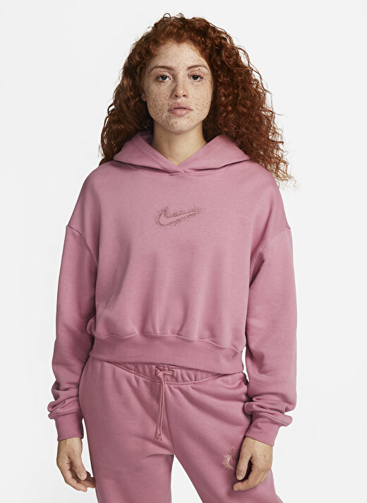 Nike Kırmızı - Pembe Kapüşonlu Kadın Sweatshirt DQ6776-667 W NSW STRDST GX HDY  2