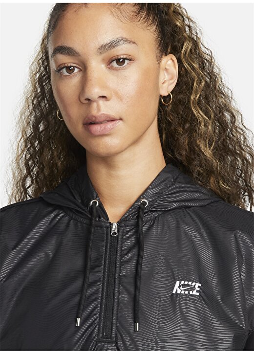 Nike Kapüşon Yaka Siyah - Gri - Gümüş Kadın Sweatshırt DQ7147-010 W NSW IC FLC QZ HD CE 4