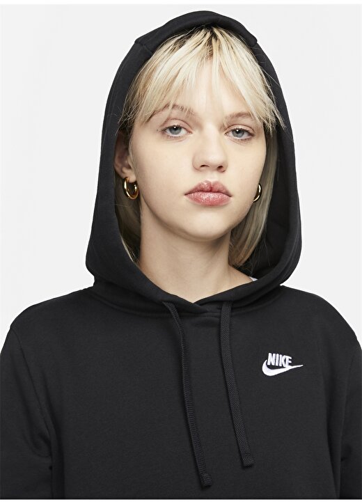 Nike Siyah - Gri - Gümüş Kapüşonlu Kadın Sweatshirt DQ5793-010 W CLUB FLC STD PO HDY 3