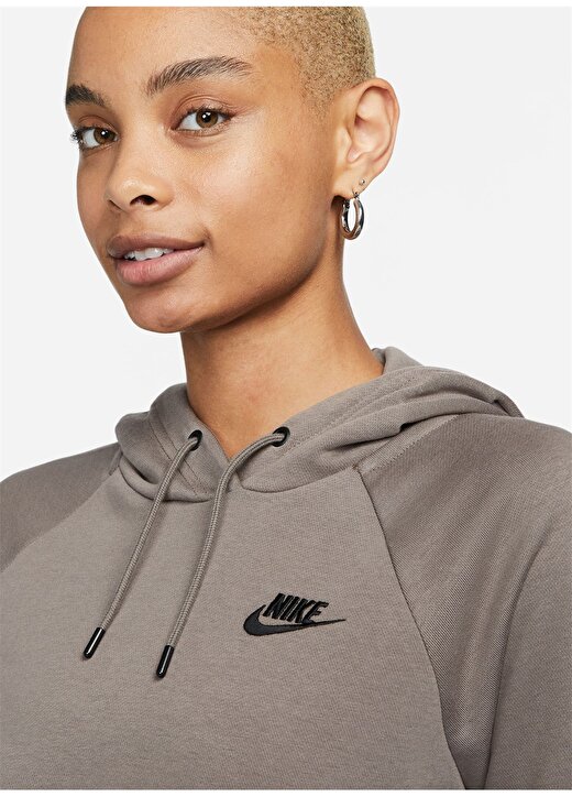 Nike Kapüşon Yaka Siyah - Gri - Gümüş Kadın Sweatshırt DX2316-040 W ESSNTL FLC PO HOODIE 3