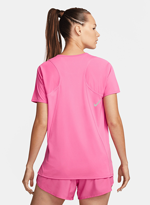 Nike Bisiklet Yaka Düz Kırmızı - Pembe Kadın T-Shirt DD5927-684 W NK DF RACE TOP SS 4