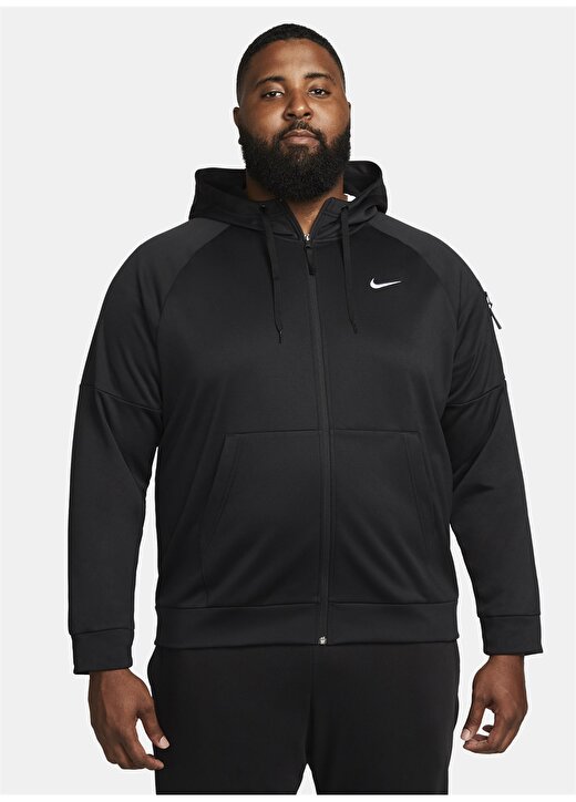 Nike Siyah - Gri - Gümüş Erkek Kapüşonlu Baskılı Zip Ceket DQ4830-010 M NK TF HD FZ 2