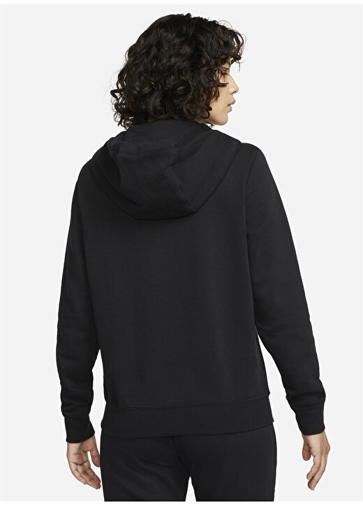 Nike Siyah - Gri - Gümüş Kadın Kapüşonlu Zip Ceket DQ5471-010 W CLUB FLC FZ HOODIE STD 3