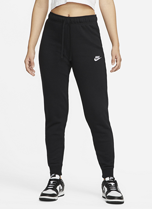 Nike Siyah - Gri - Gümüş  Kadın Uzun Eşofman Altı DQ5174-010 W CLUB FLC MR PANT TIGHT 2