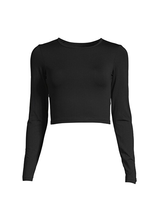 Casall Siyah Kadın O Yaka Dar Düz Uzun Kollu T-Shirt 21168-901 Crop Long Sleeve 1